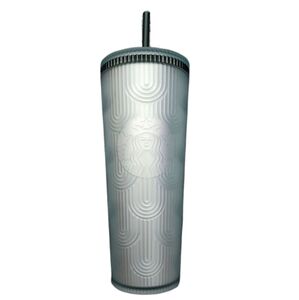 Starbucks Soft Touch Light Green  Blue Scale Design Tumbler W/ Straw